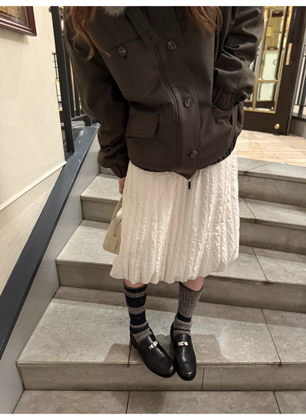 LelyMooch ドロスト ロングスカート シワ感素材 前後差  LEM288