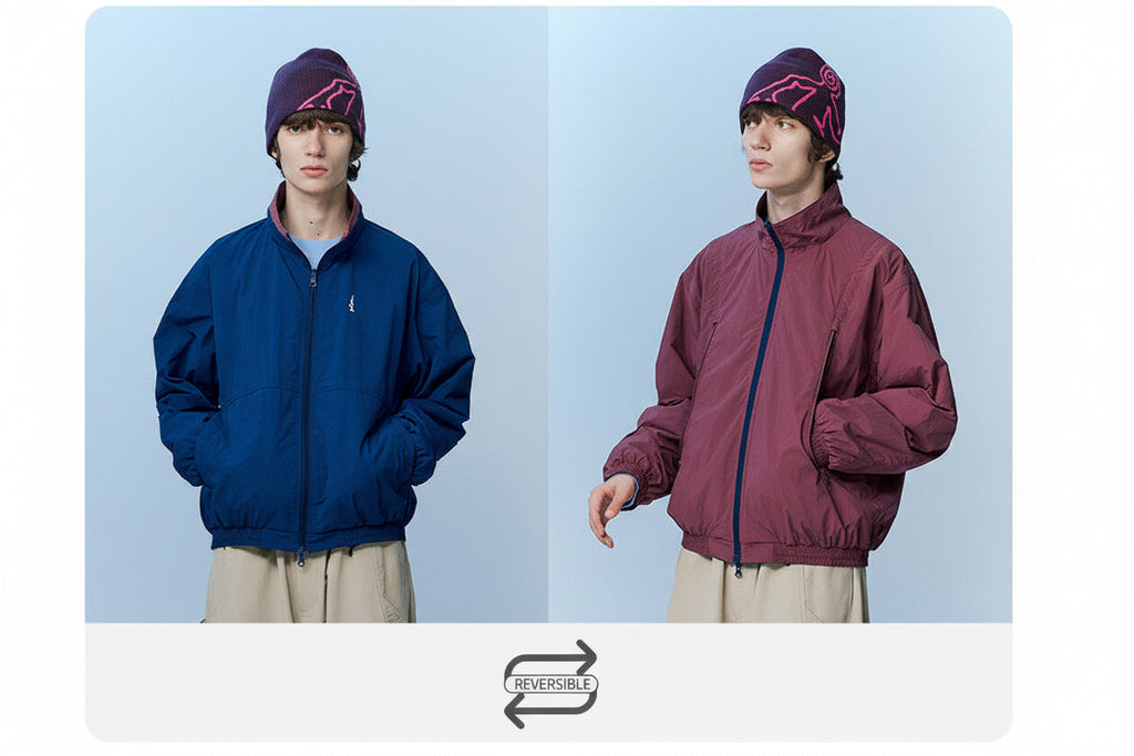 防風×配色リバーシブル仕様 立ち襟スポーツジャケット  LOM032