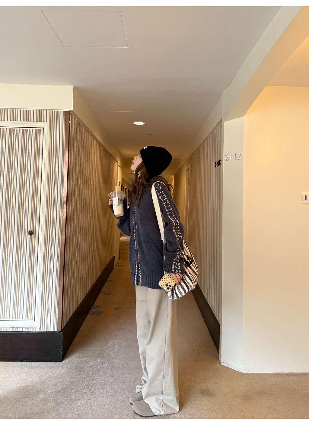 LelyMooch ケーブル編み×バイカラーフーディ  LEM246