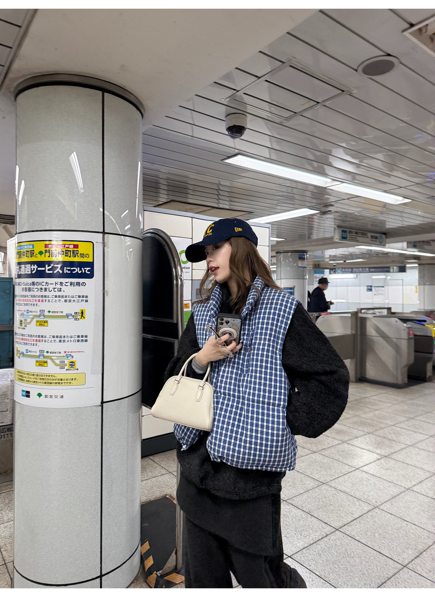 LelyMooch ギンガムチェック スタンドカラー ダウンベスト  LEM291