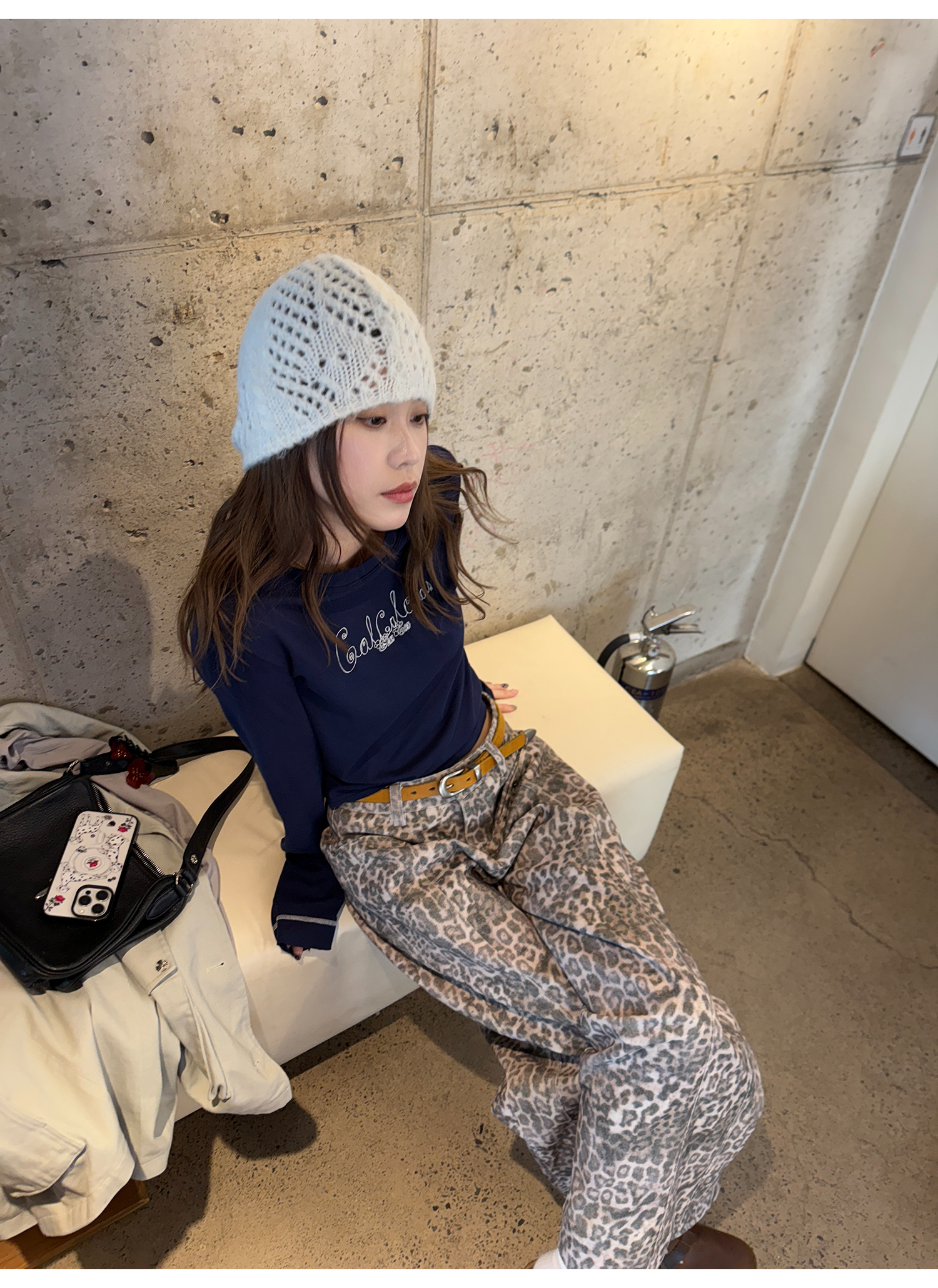 LelyMooch レオパード柄 ストレートワイドパンツ  LEM226