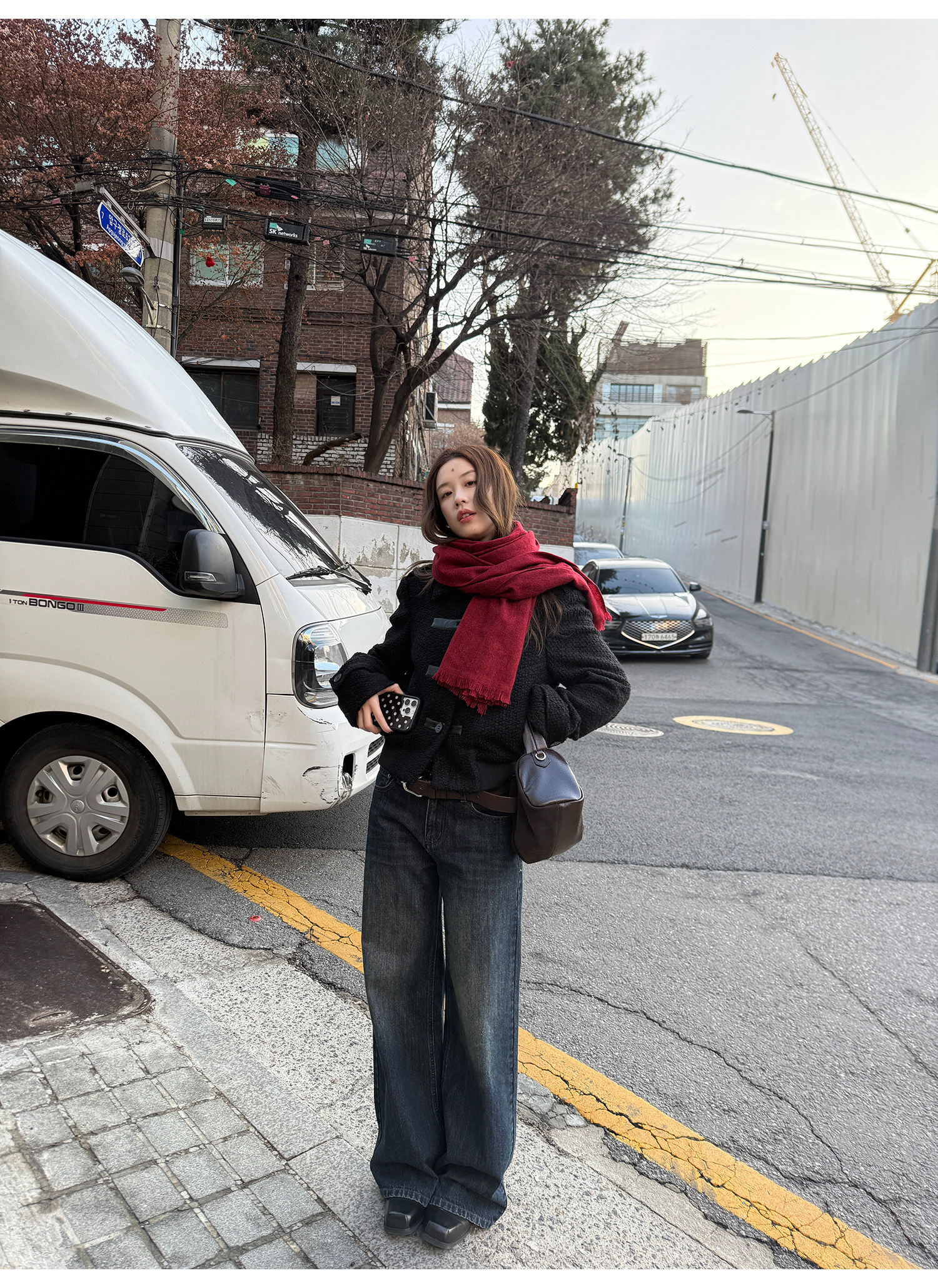 LelyMooch 色落ち加工 ストレートデニムパンツ　LEM304