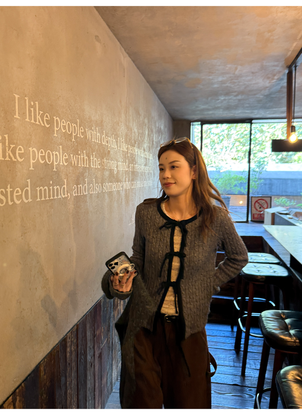 LelyMooch ケーブル調 × 配色リボン ニットトップス LEM276