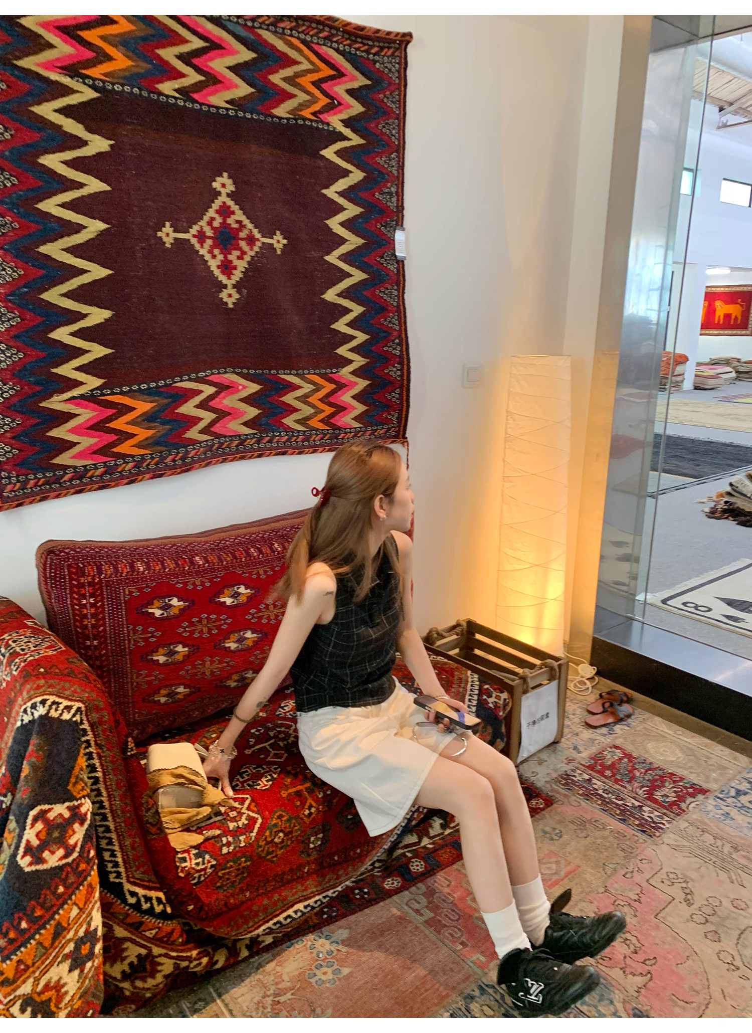 LelyMooch ノースリーブチェック柄ポロシャツ　LEM188