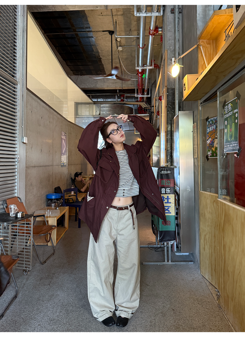 LelyMooch ウォッシュ加工×スタッズワイドパンツ　LEM243