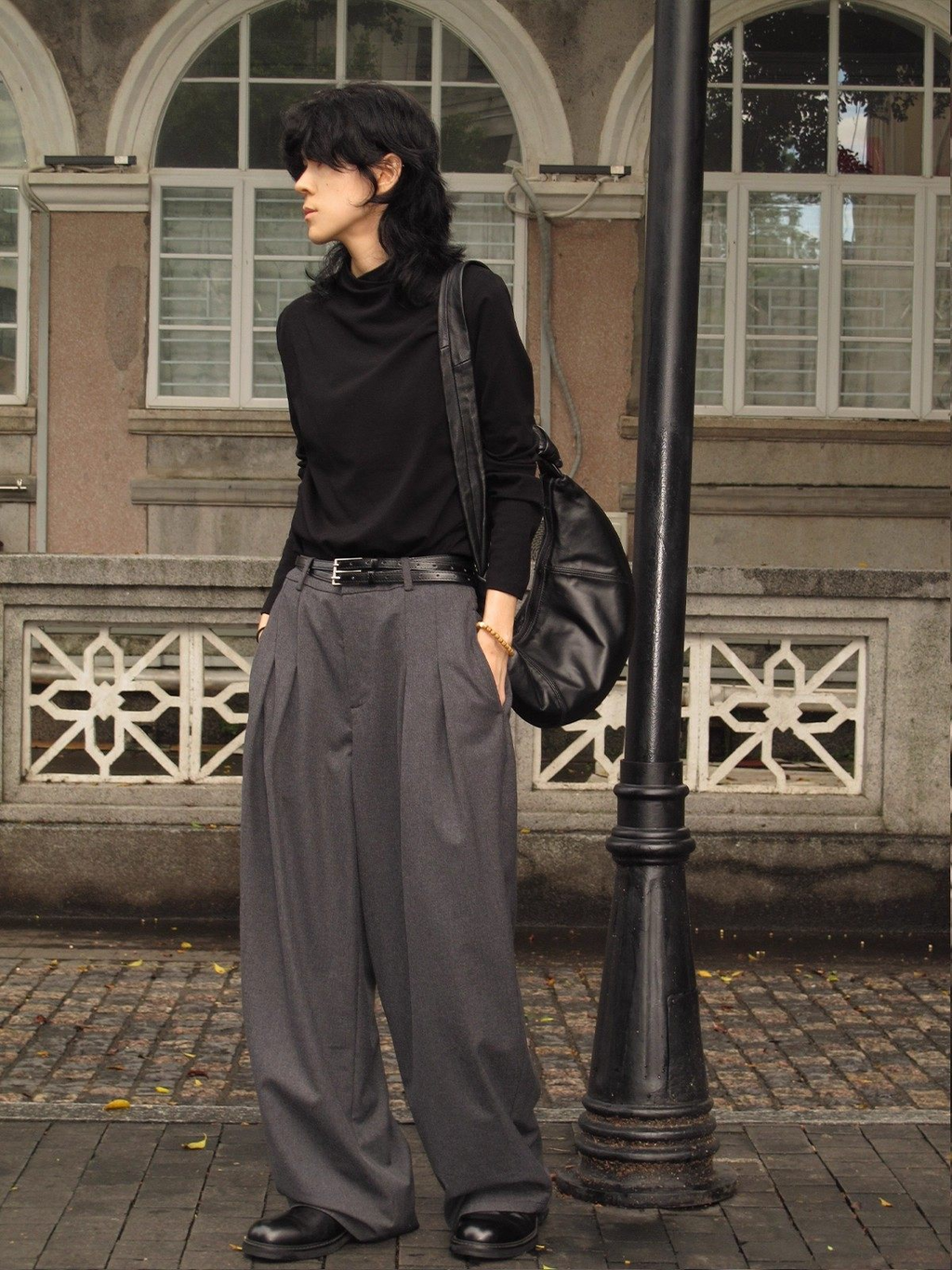 クロスモックネック ジャストショルダー 長袖カットソー  LOM038