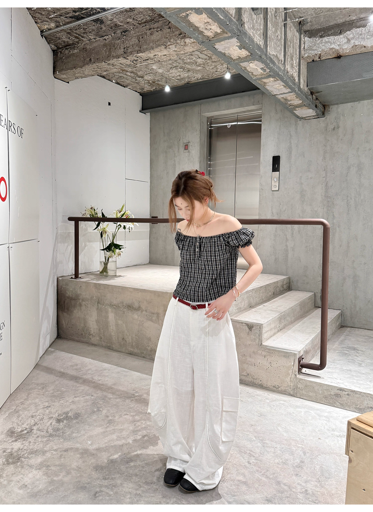 LelyMooch ストリート白ワイルドパンツ  LEM190