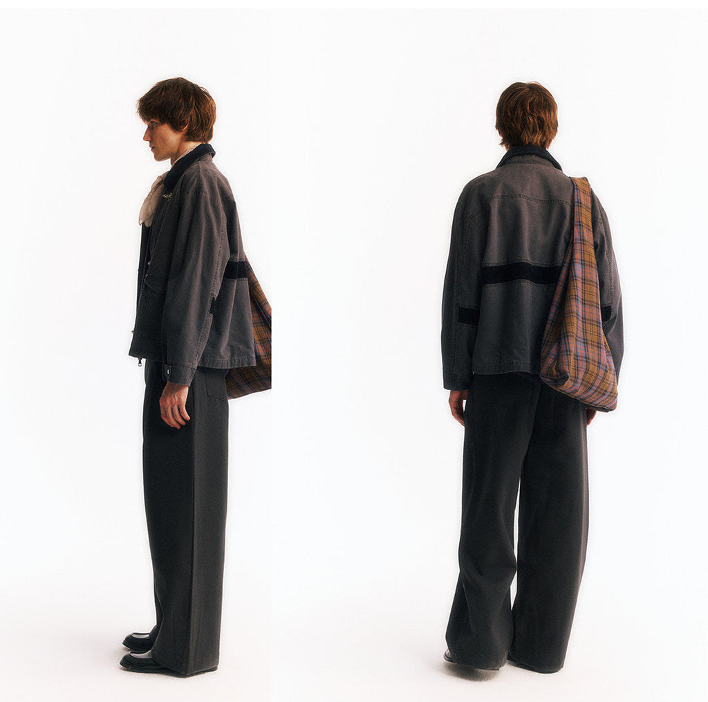 2WAYカラー フライトバックルコーデュロイショートジャケット  LOM045