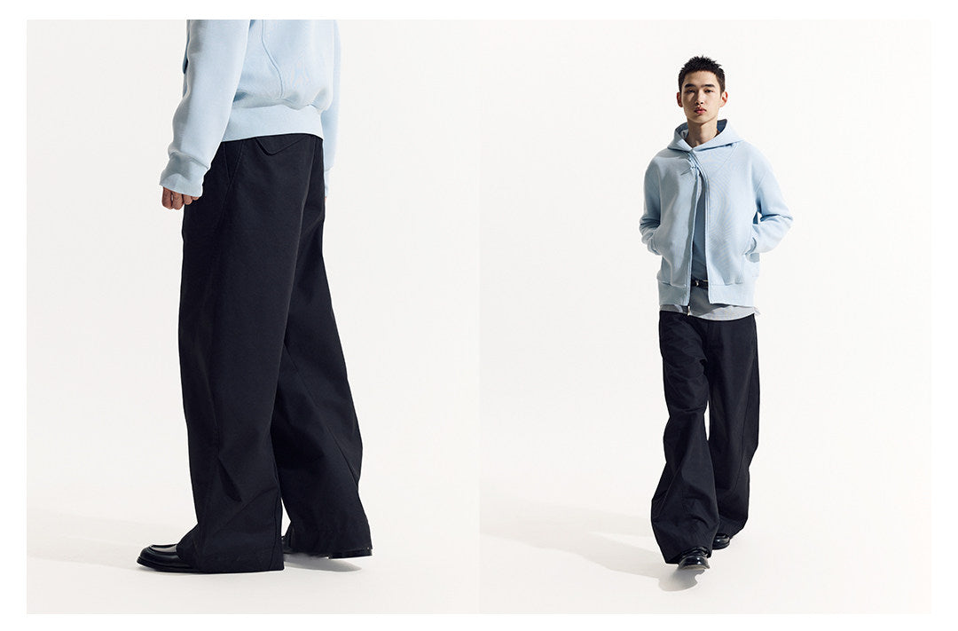 LOM030同型 軽やかな春夏素材 立体カーブワイドパンツ  LOM051