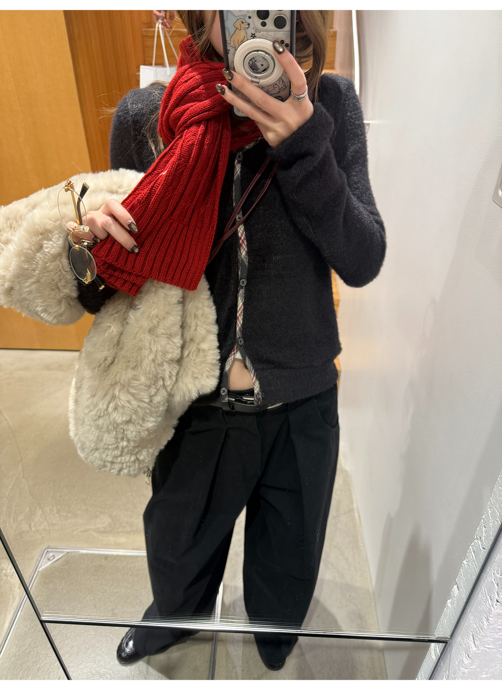 LelyMooch チェック柄パイピング ニット  LEM293