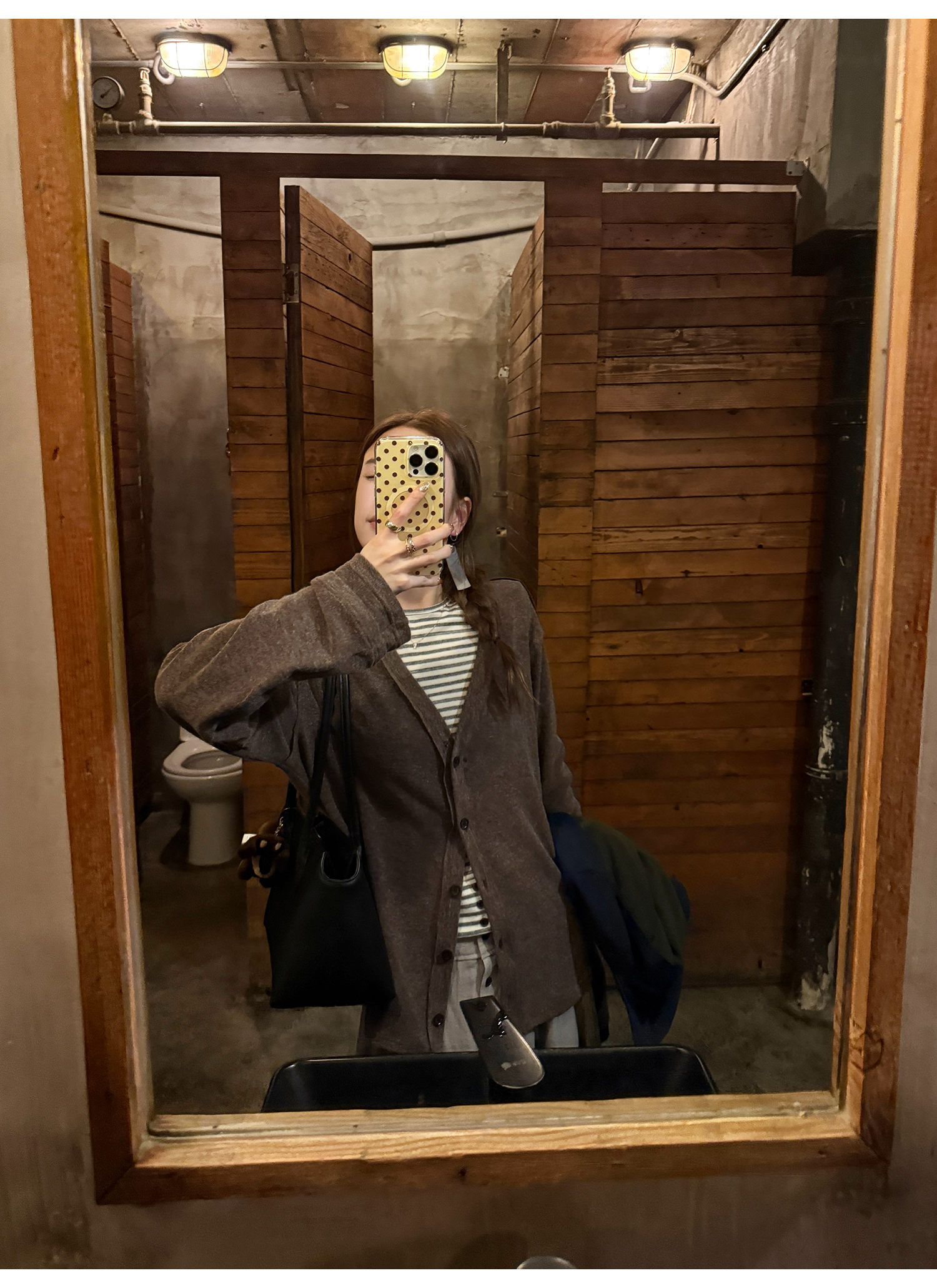 LelyMooch Vネック フェイクウールカーディガン 秋LEM234