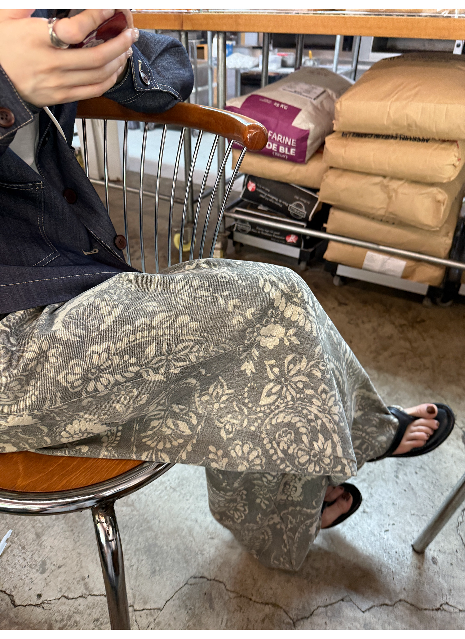 LelyMooch ペイズリー柄 ワイドパンツ  LEM221