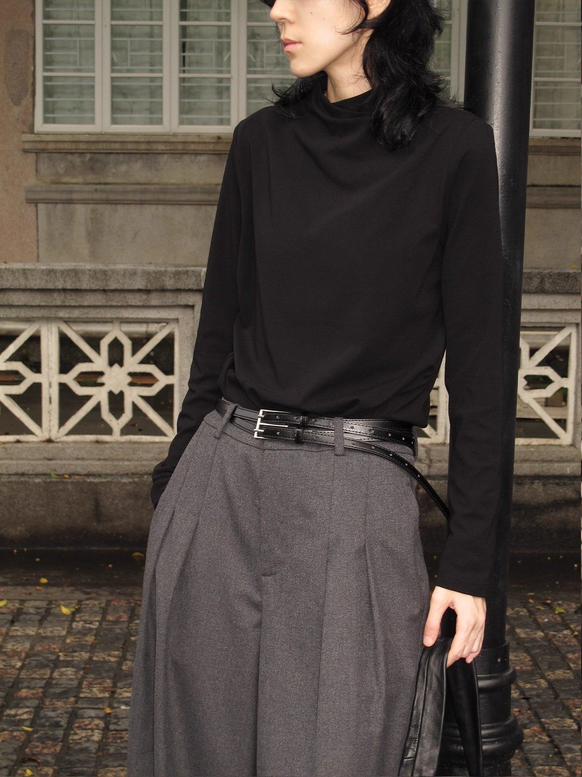 クロスモックネック ジャストショルダー 長袖カットソー  LOM038