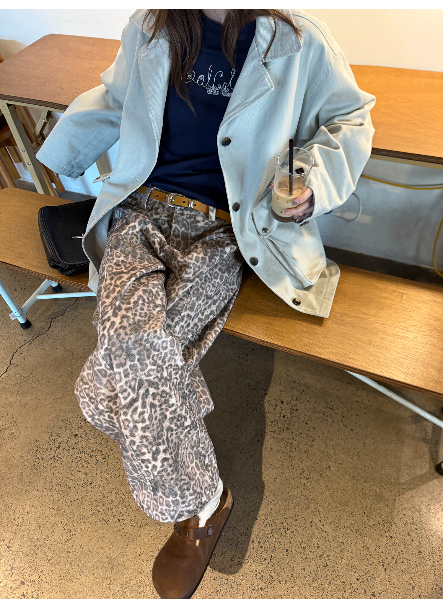 LelyMooch レオパード柄 ストレートワイドパンツ  LEM226