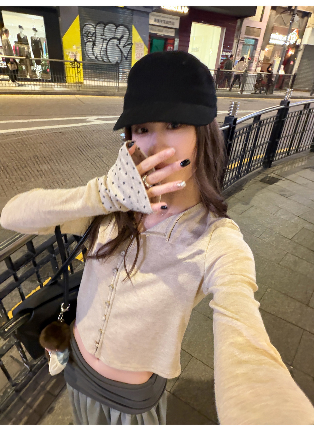 LelyMooch ドット切替 フレアスリーブニットトップス  LEM323