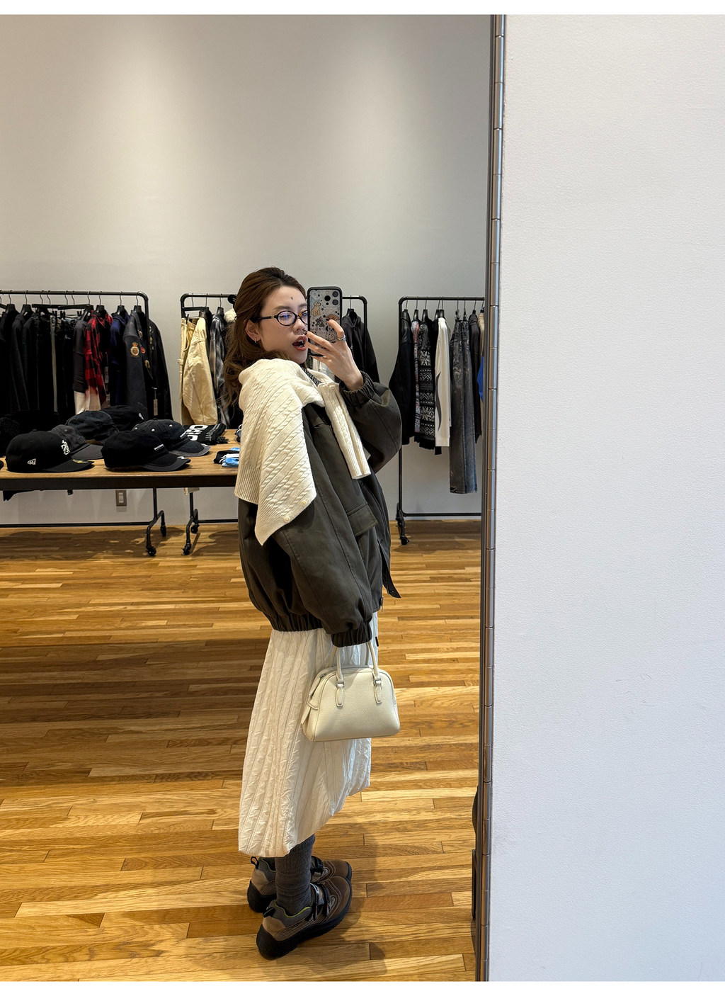 LelyMooch ドロスト ロングスカート シワ感素材 前後差  LEM288