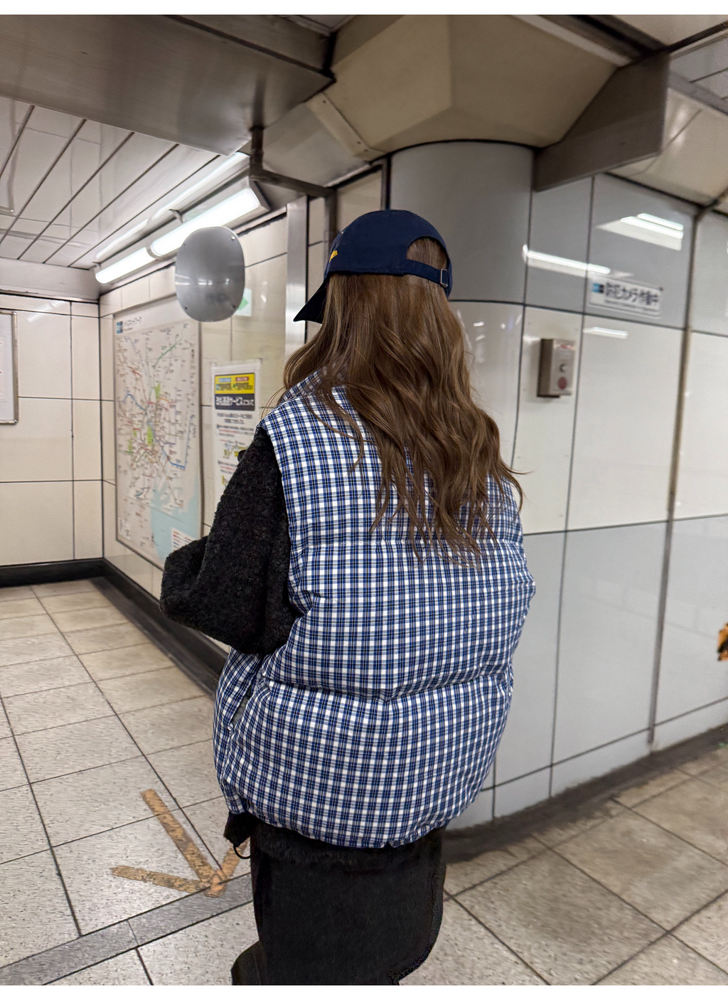 LelyMooch ギンガムチェック スタンドカラー ダウンベスト  LEM291