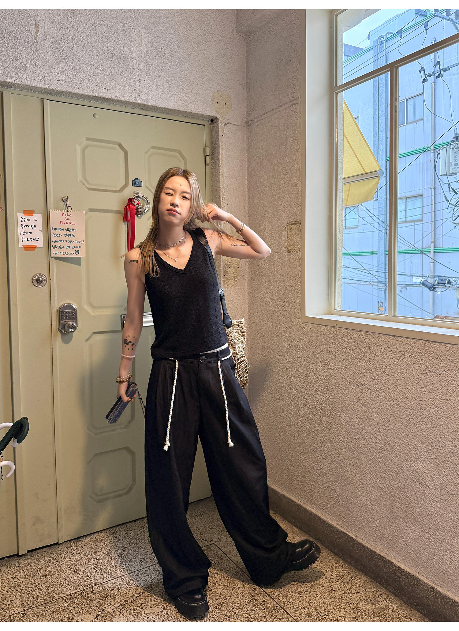 LelyMooch リボン付とろみパンツ　LEM167