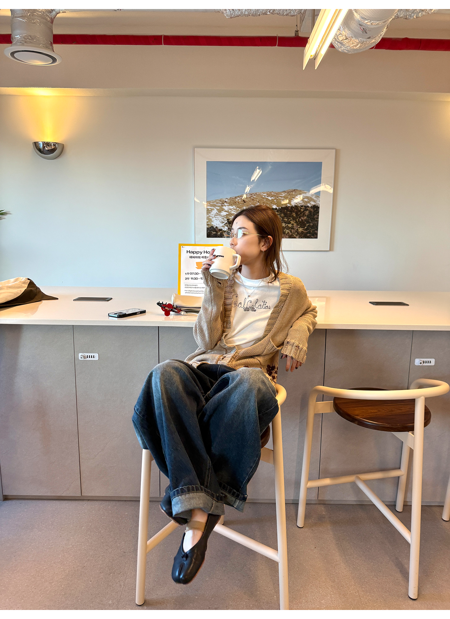 LelyMooch 配色ロゴ入りショート丈Tシャツ  LEM228