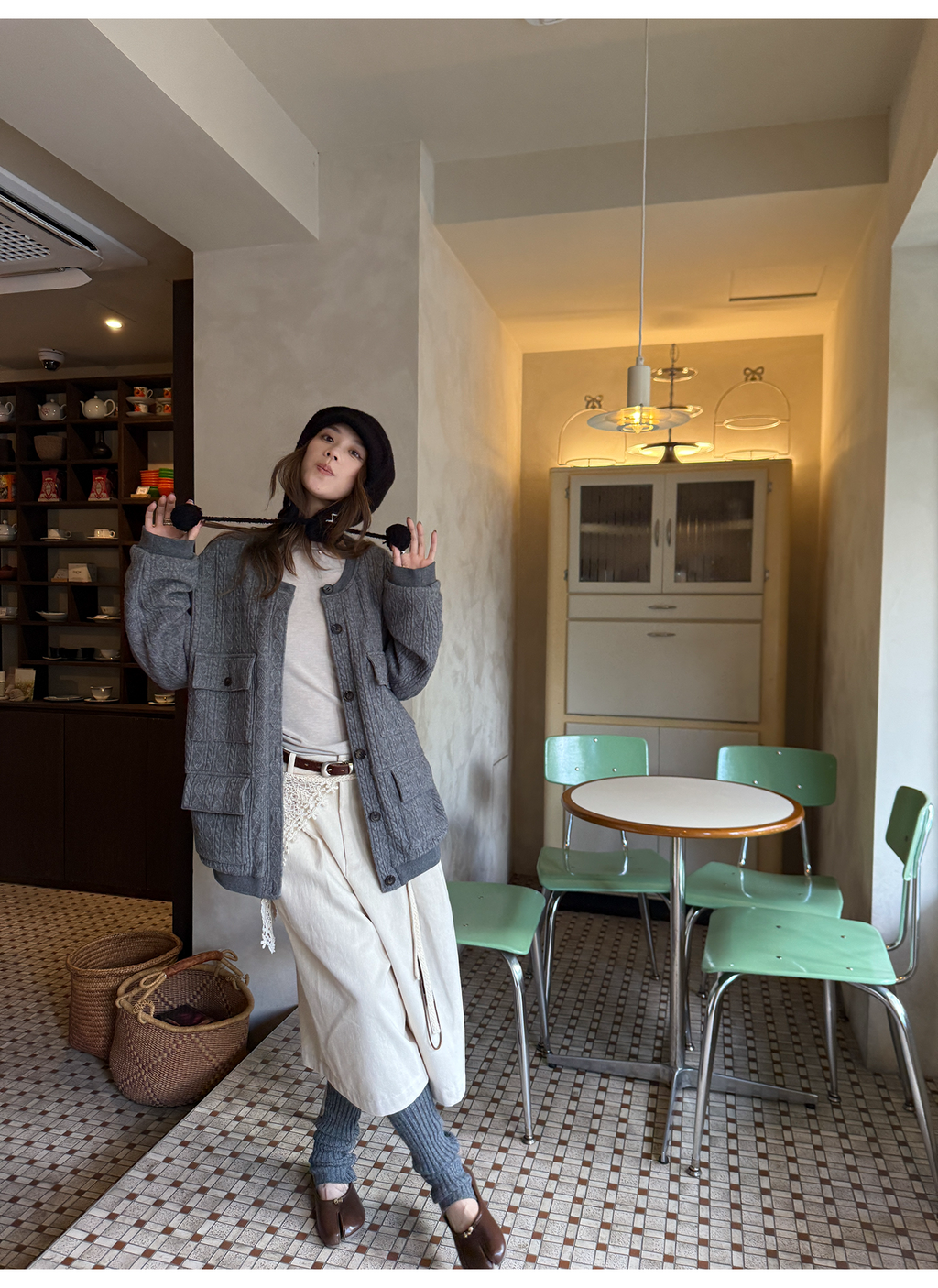 LelyMooch ヴィンテージ絞り編みニットジャケット　LEM263