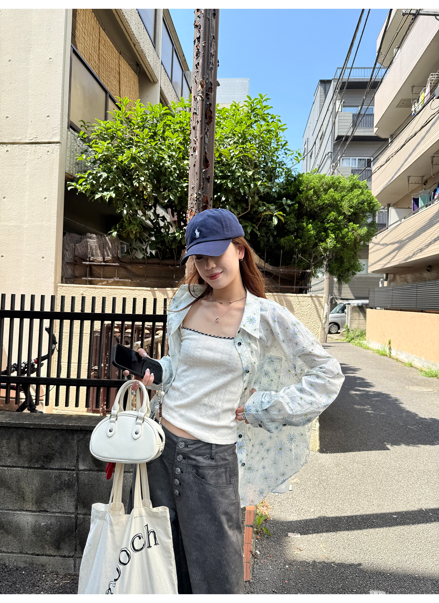 LelyMooch夏の透け感シャツ｜小花柄・UV対策  LEM187