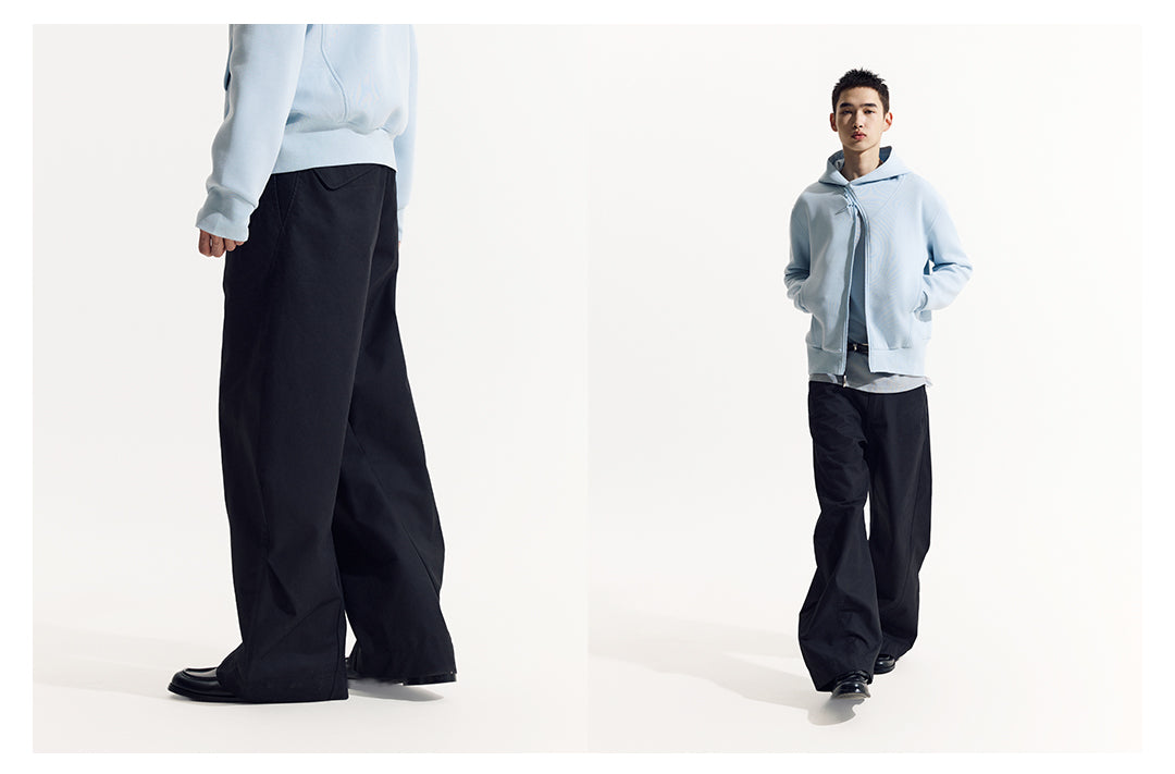 立体カーブドライン × ワイドシルエット構造タックデザインパンツ LOM030