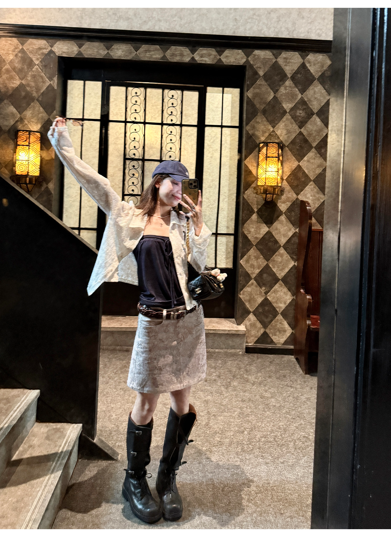 LelyMooch 花柄Aラインコットンスカート 防止めくれ加工！ LEM217