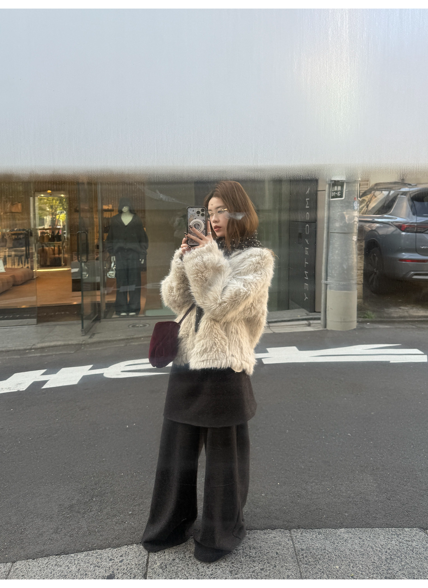 LelyMooch ロングパイル ノーカラー エコファー  LEM284