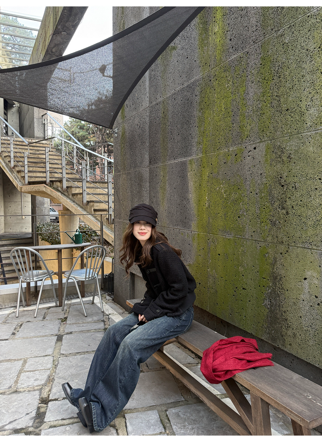 LelyMooch 色落ち加工 ストレートデニムパンツ　LEM304