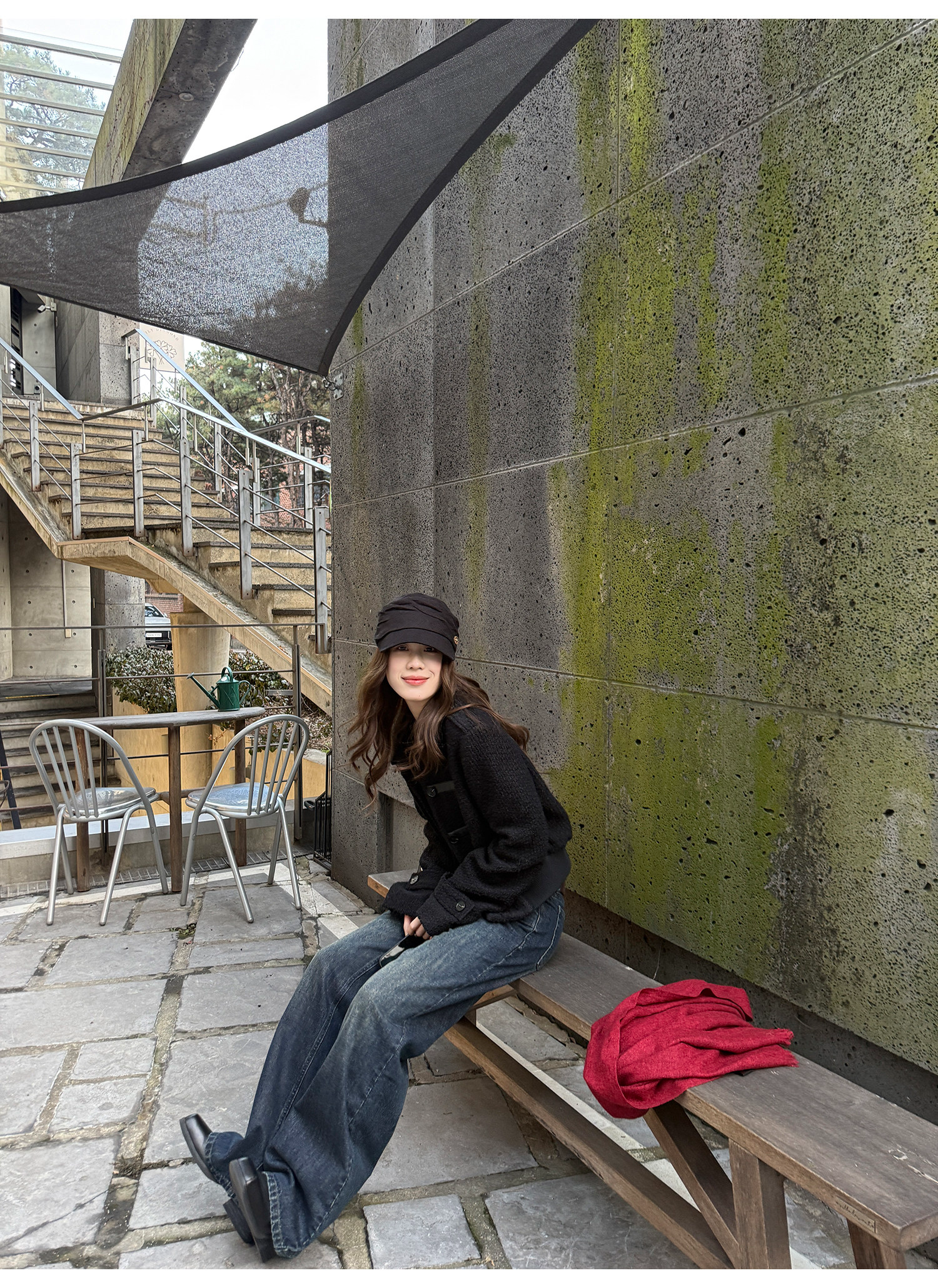 LelyMooch 色落ち加工 ストレートデニムパンツ　LEM304