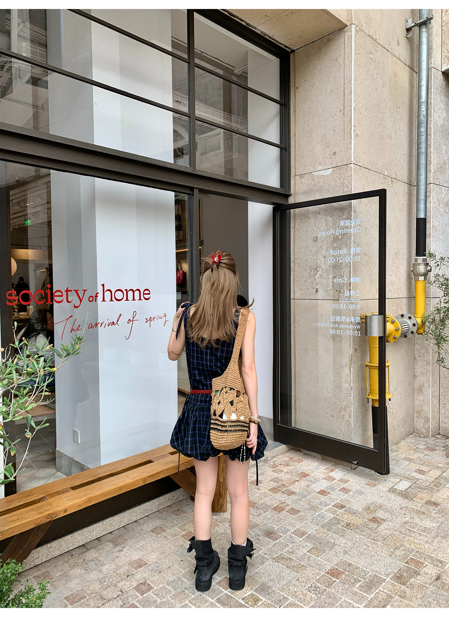 LelyMooch 甘辛ミックスな一枚｜Uネック×チェック柄ワンピース  LEM160