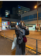 LelyMooch 光沢バイカラーブルゾン｜ボア切替×トグルボタン  LEM280