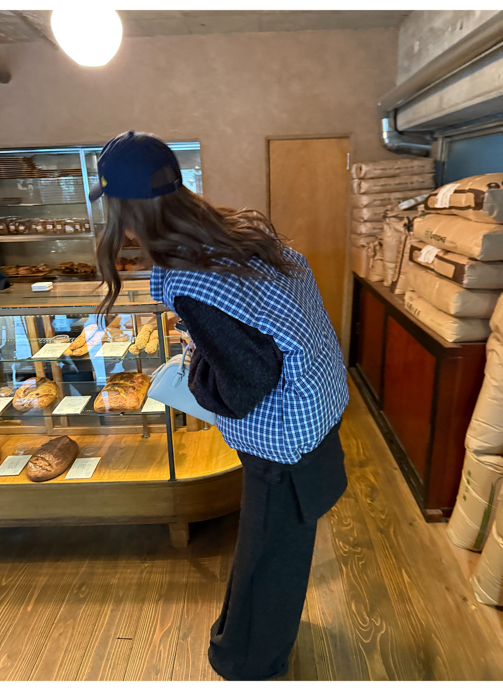 LelyMooch ギンガムチェック スタンドカラー ダウンベスト  LEM291