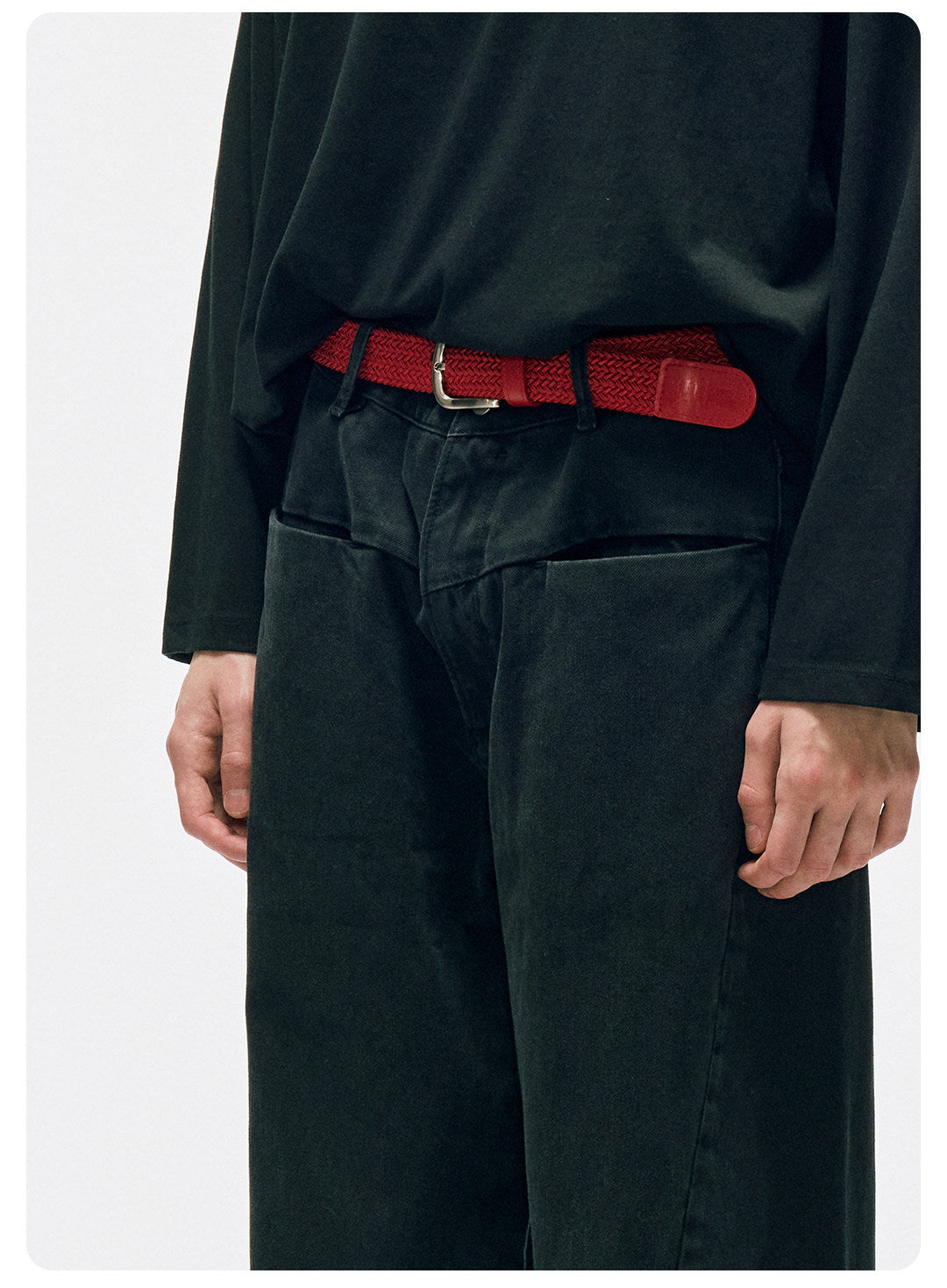 ムラ感デニム 断ち切り仕様 紐プレゼント イージーワイドパンツ LOM041