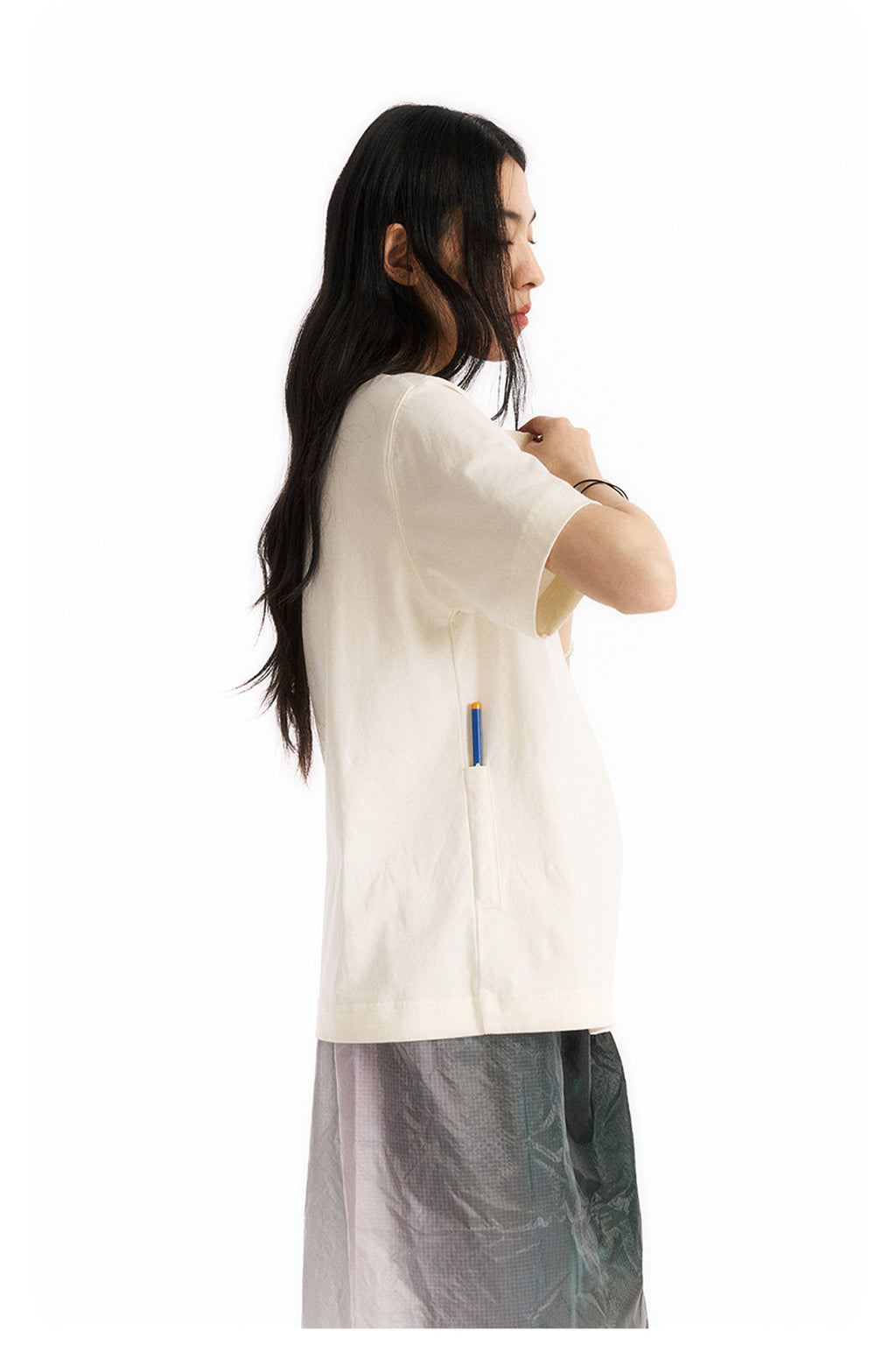 ヘンリーネック 半袖Tシャツ隠しポケット付き  LOM065