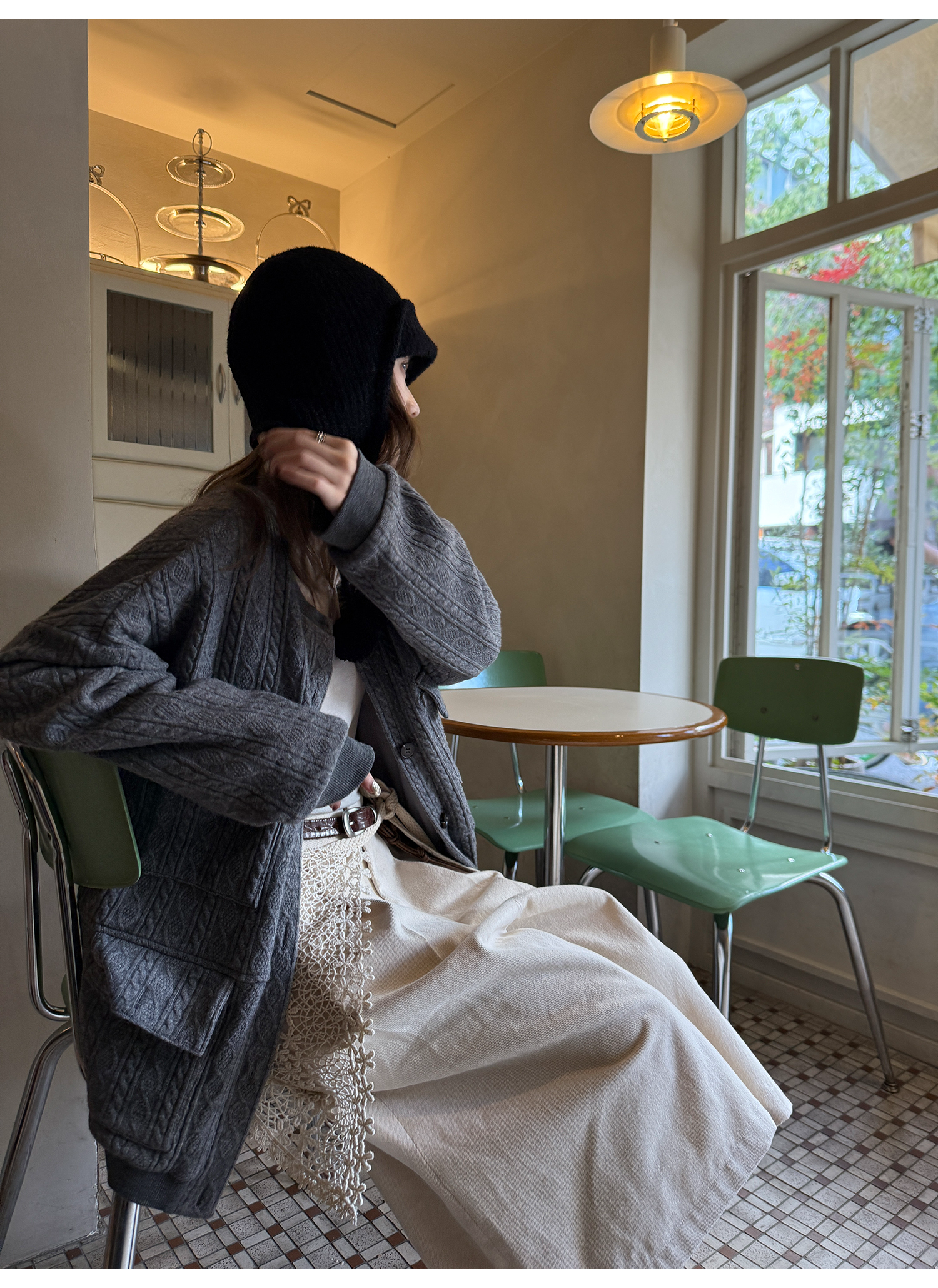 LelyMooch ヴィンテージ絞り編みニットジャケット　LEM263