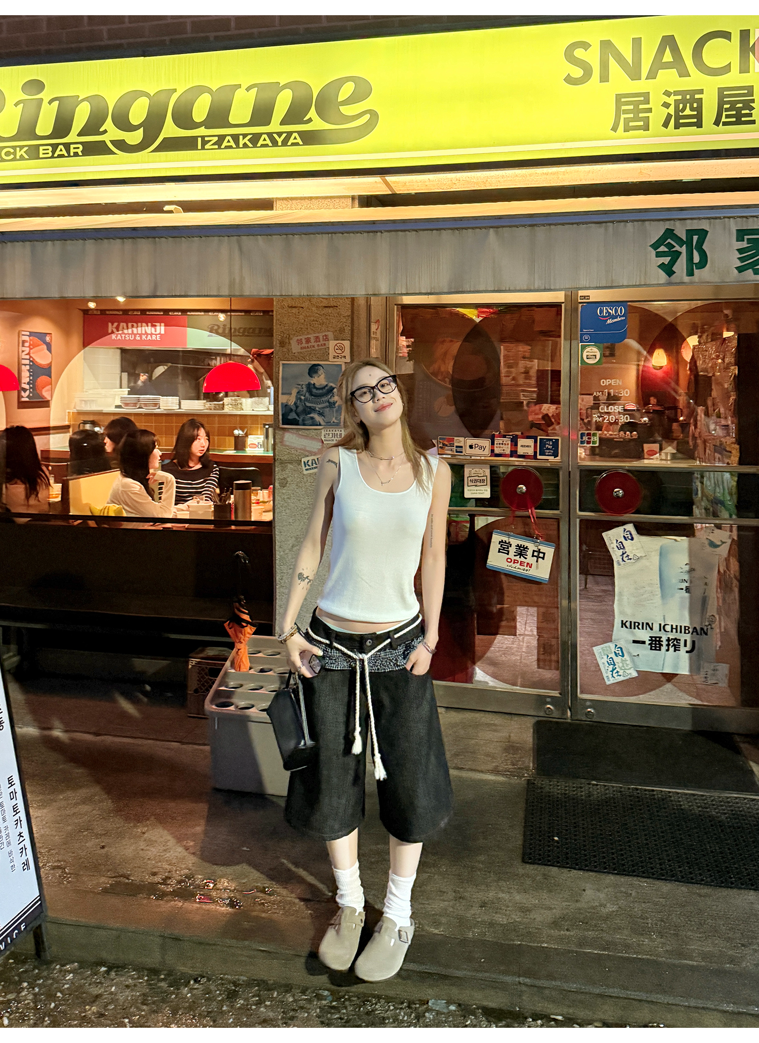 LelyMooch 赤ステッチ×ギンガムデニムハーフパンツ   LEM201