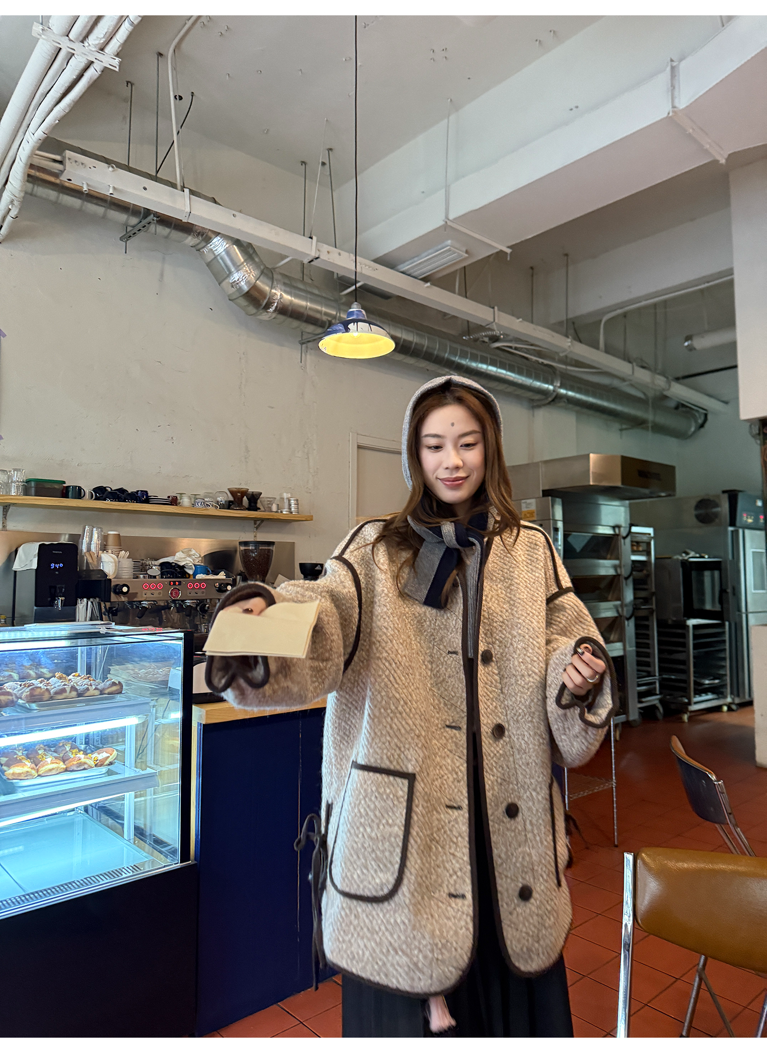 LelyMooch 配色パイピング ループウールジャケット　LEM278