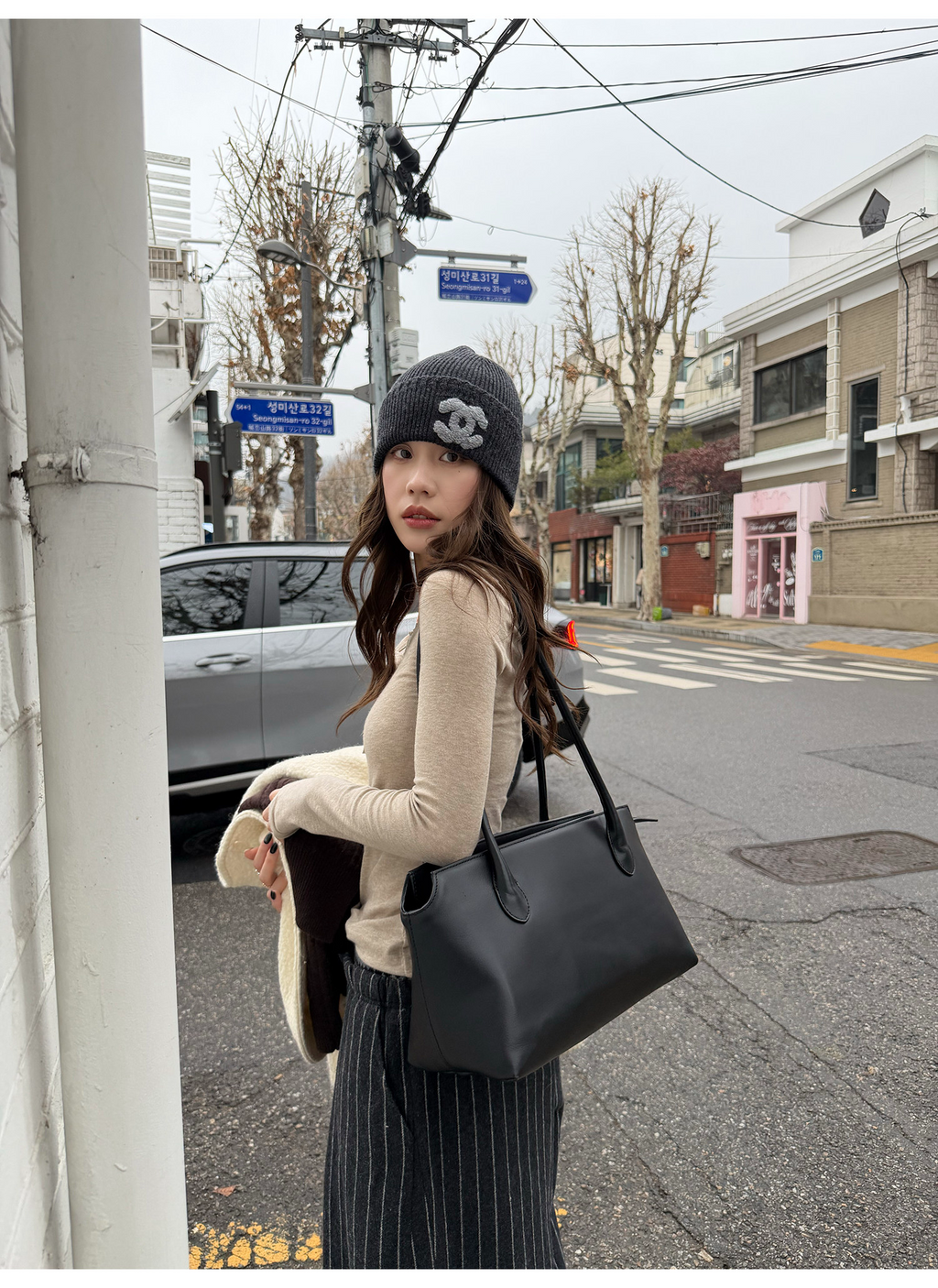 LelyMooch 3色展開 ヘンリーネック ウール混 インナートップス  LEM296