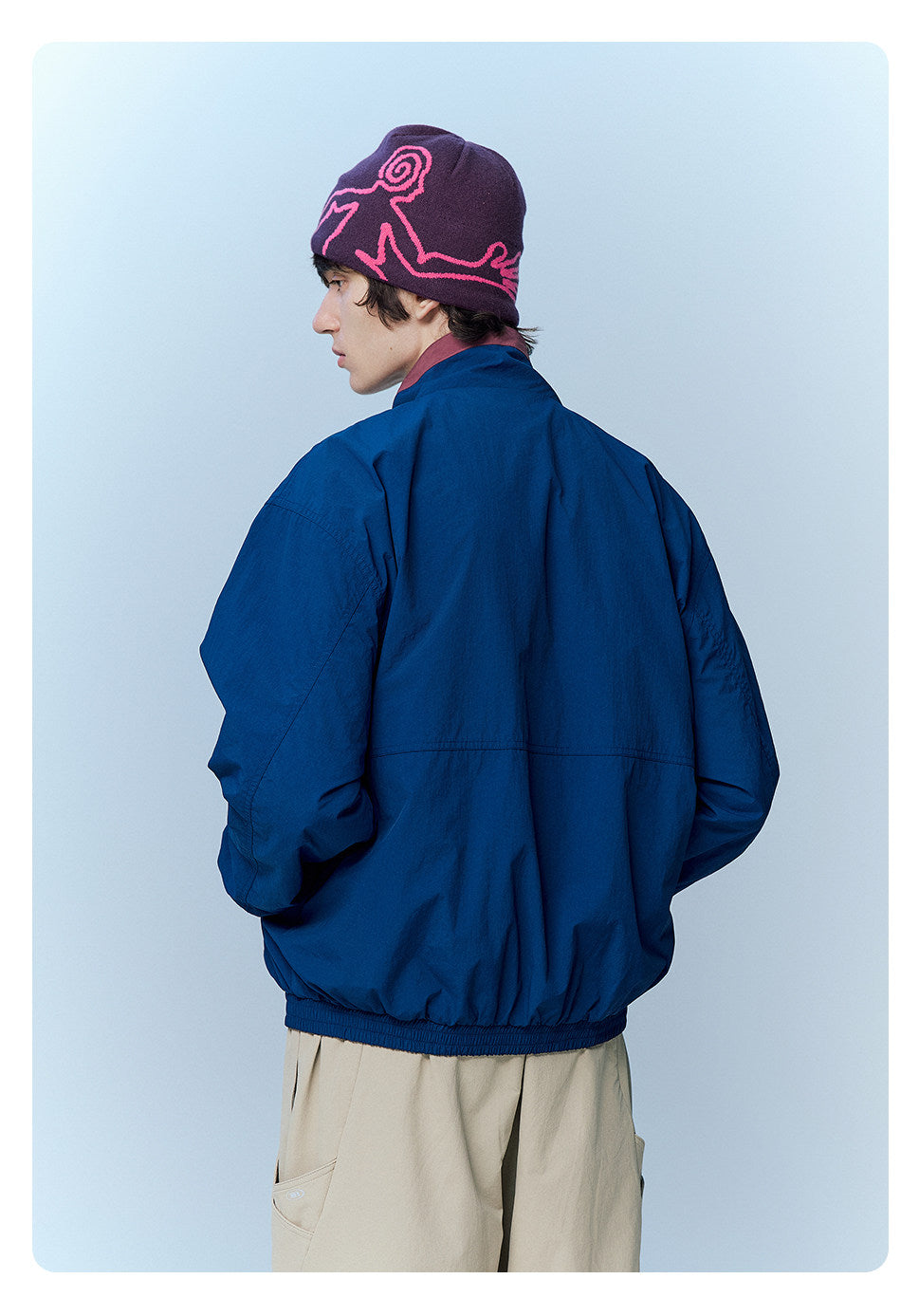 防風×配色リバーシブル仕様 立ち襟スポーツジャケット  LOM032