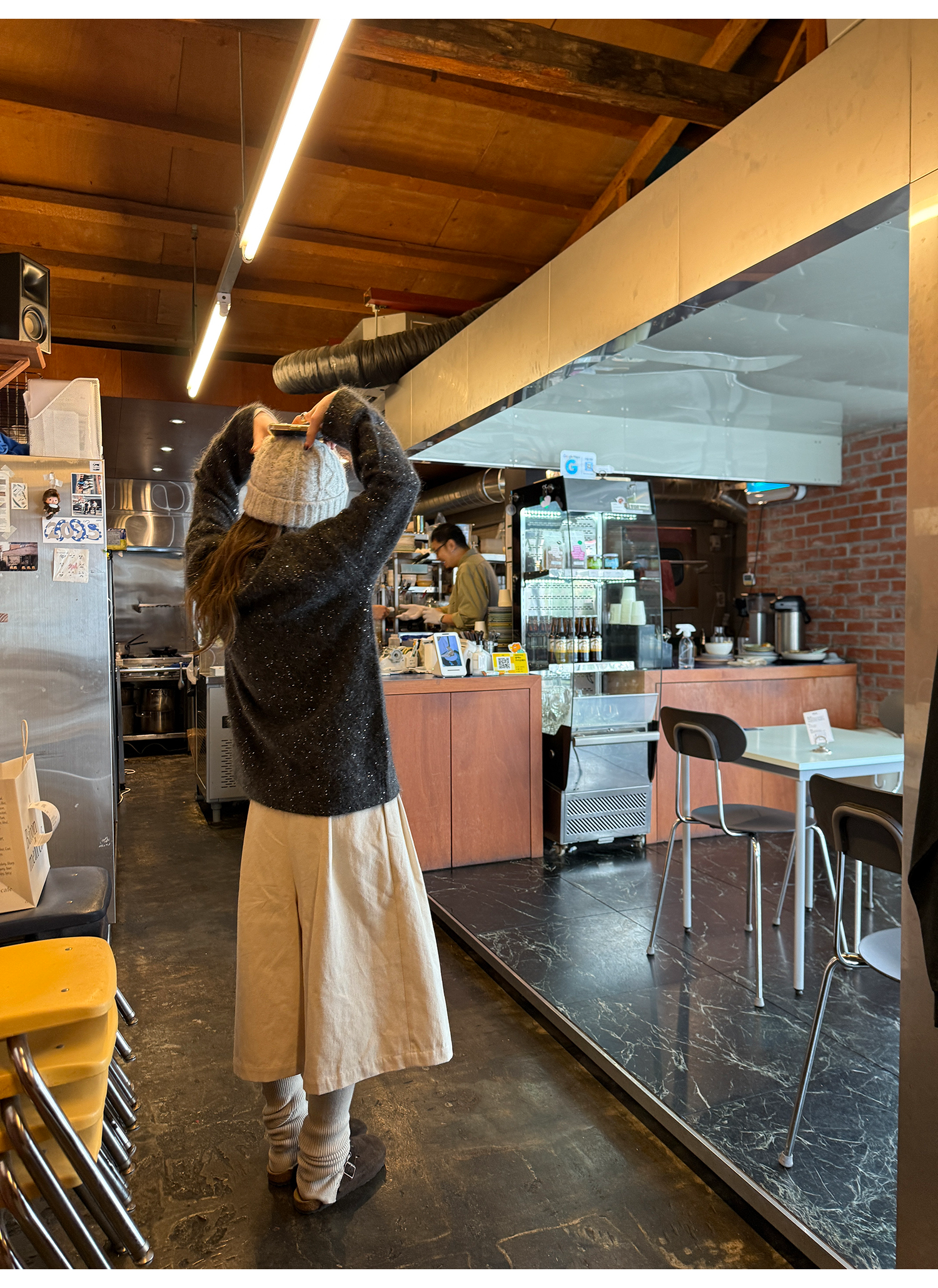 LelyMooch 起毛コットン ベージュクロップドパンツ  LEM255