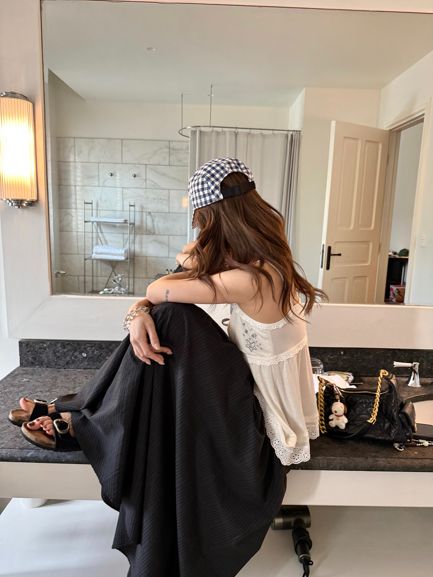 LelyMooch ふんわりチェックロングスカート  LEM208