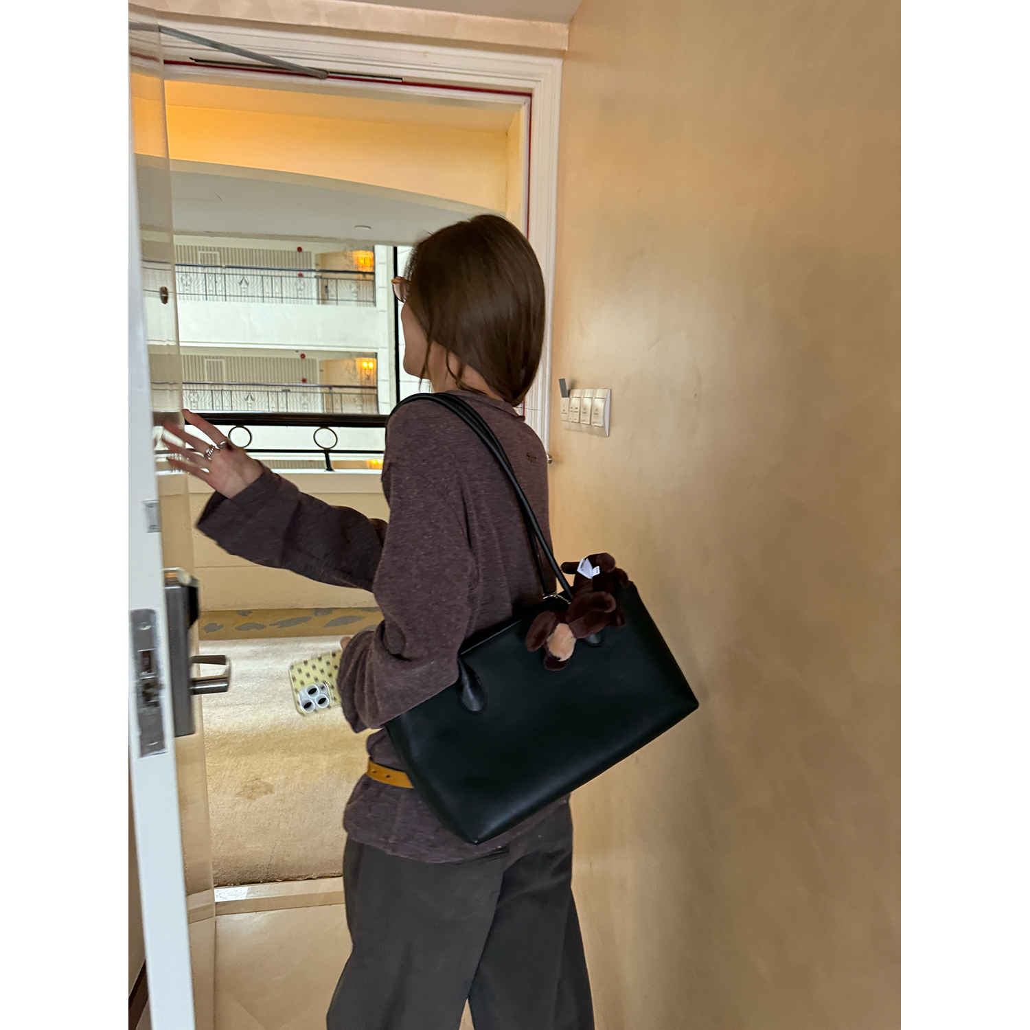 LelyMooch Vネック フェイクウールカーディガン 秋LEM234