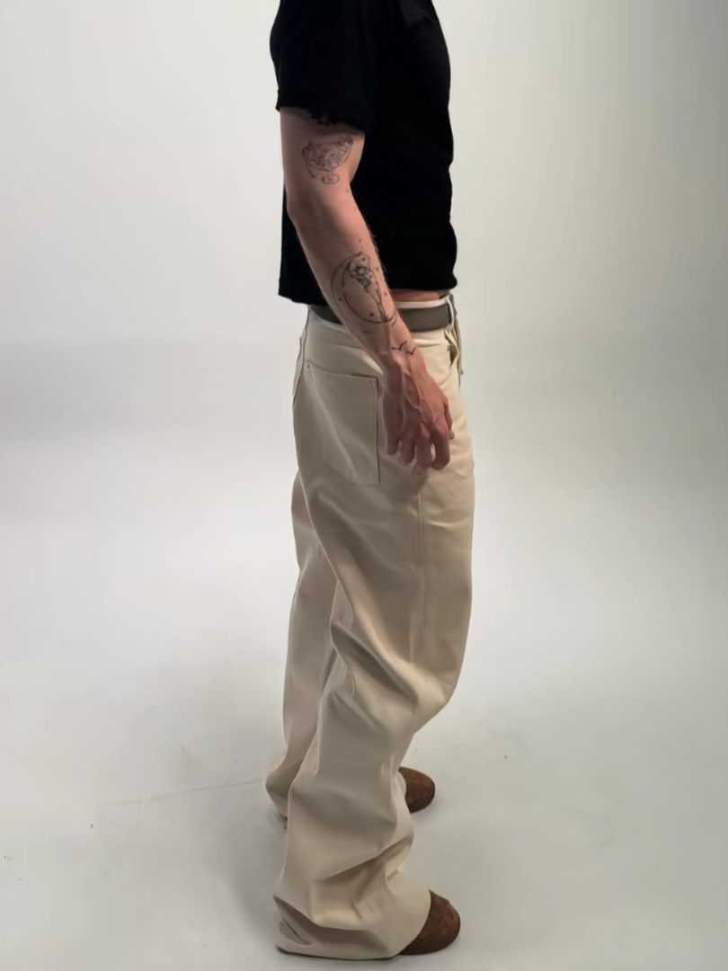 オートミール 13.8oz ワイドストレートデニム  LOM093