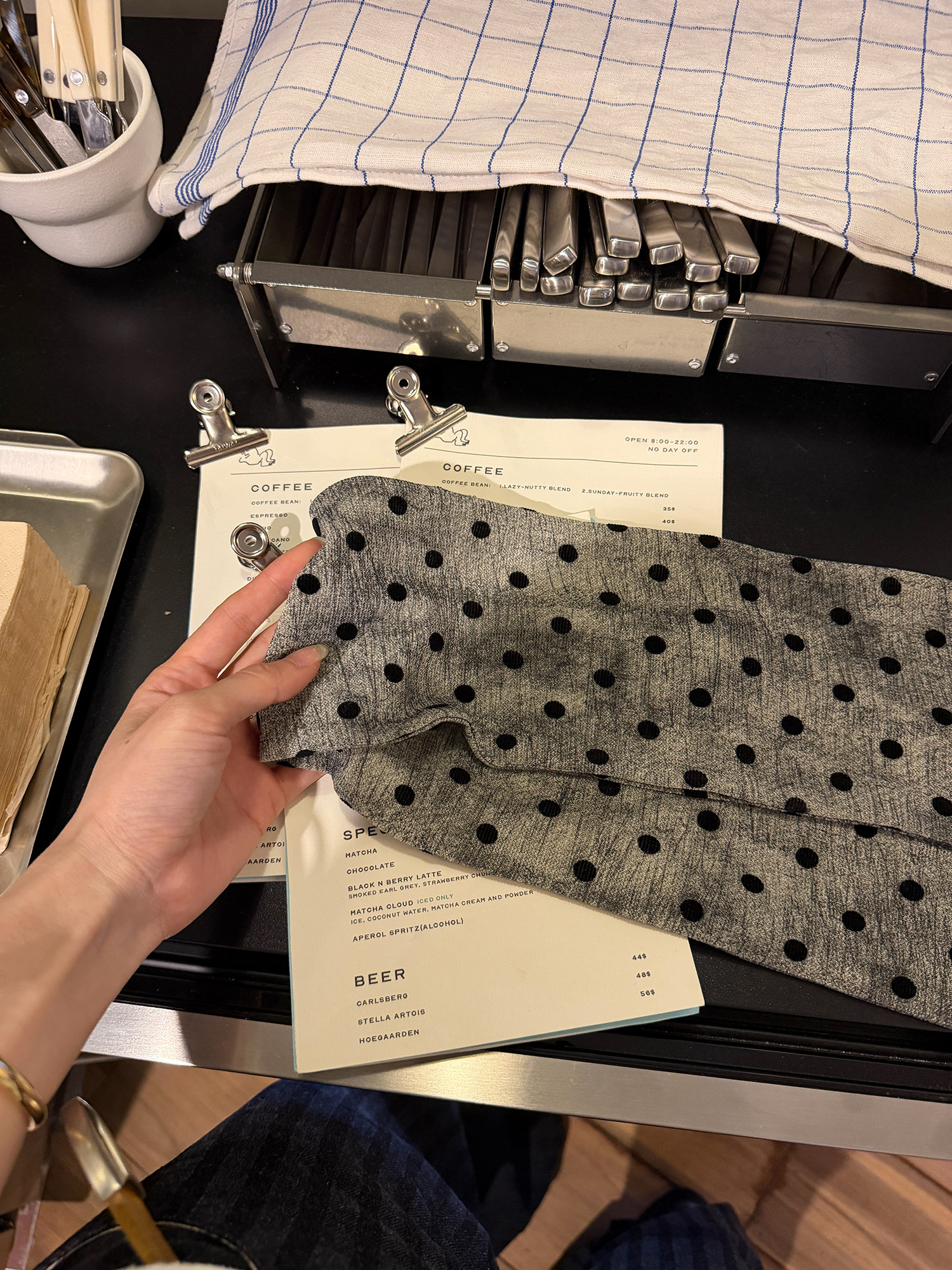 LelyMooch Sciarpa trasparente a pois Grigio sfumato Accento retrò LEM327