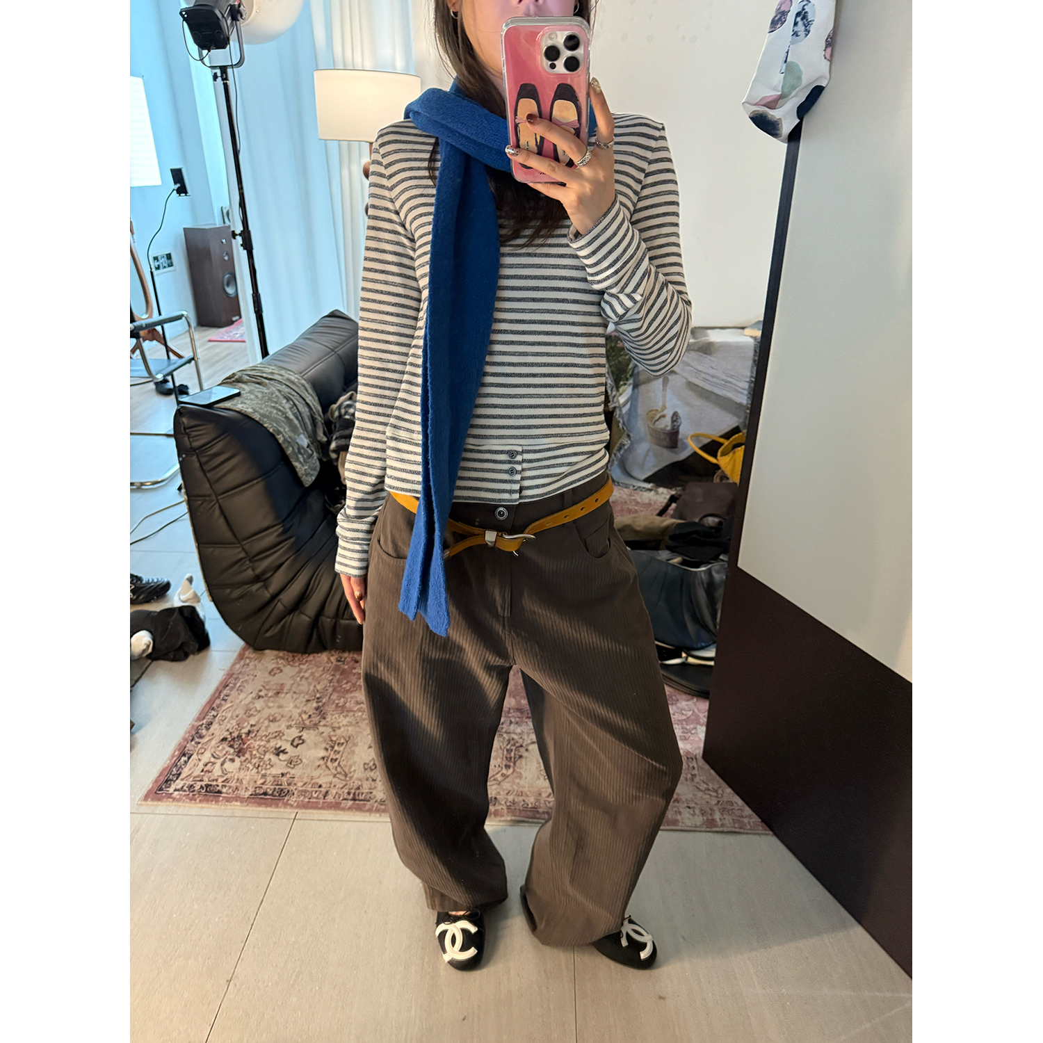 LelyMooch ダークグレーストライプパンツ  LEM244