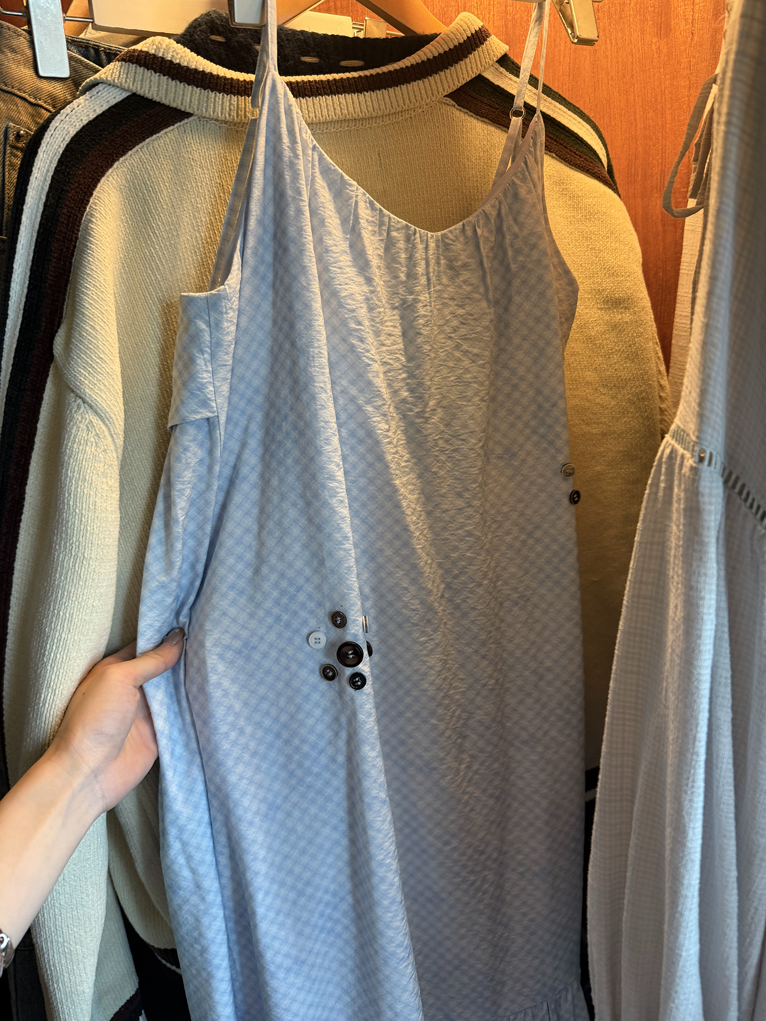 LelyMooch 花モチーフ付き ブルーキャミワンピース  LEM144