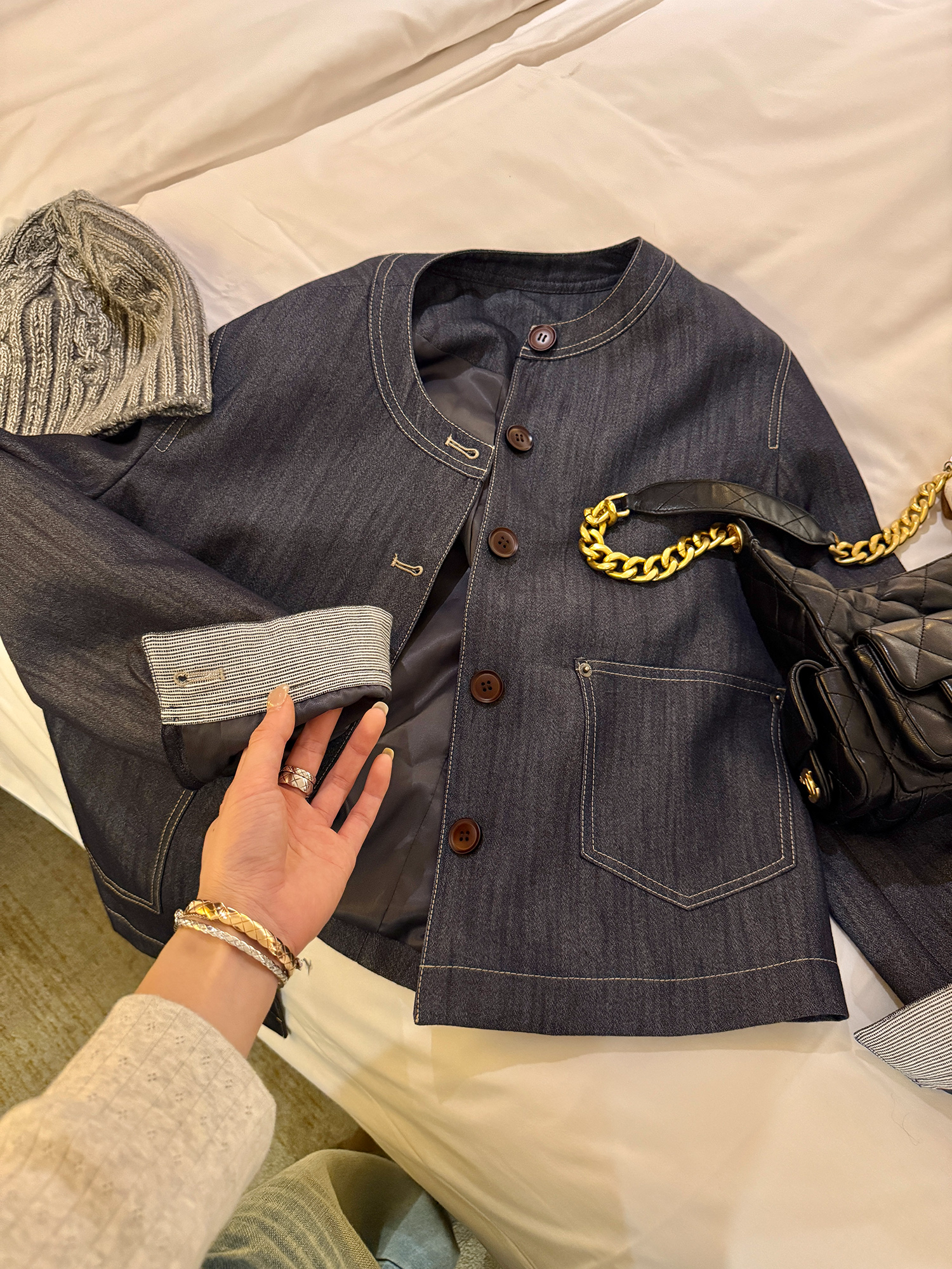 LelyMooch ショート丈 デニム風 ジャケット  LEM222