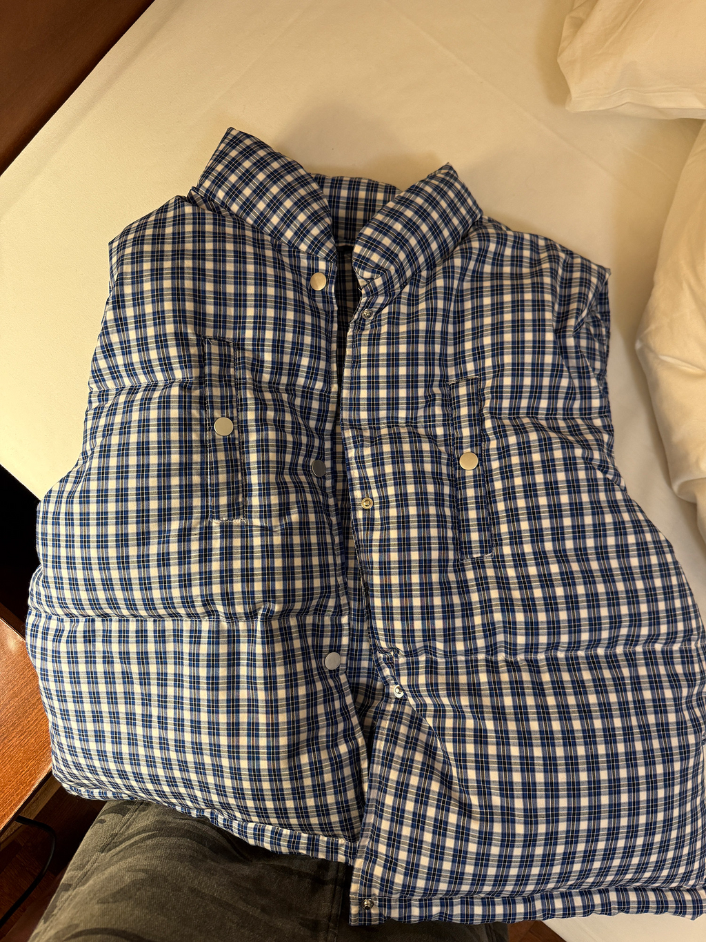 LelyMooch ギンガムチェック スタンドカラー ダウンベスト  LEM291