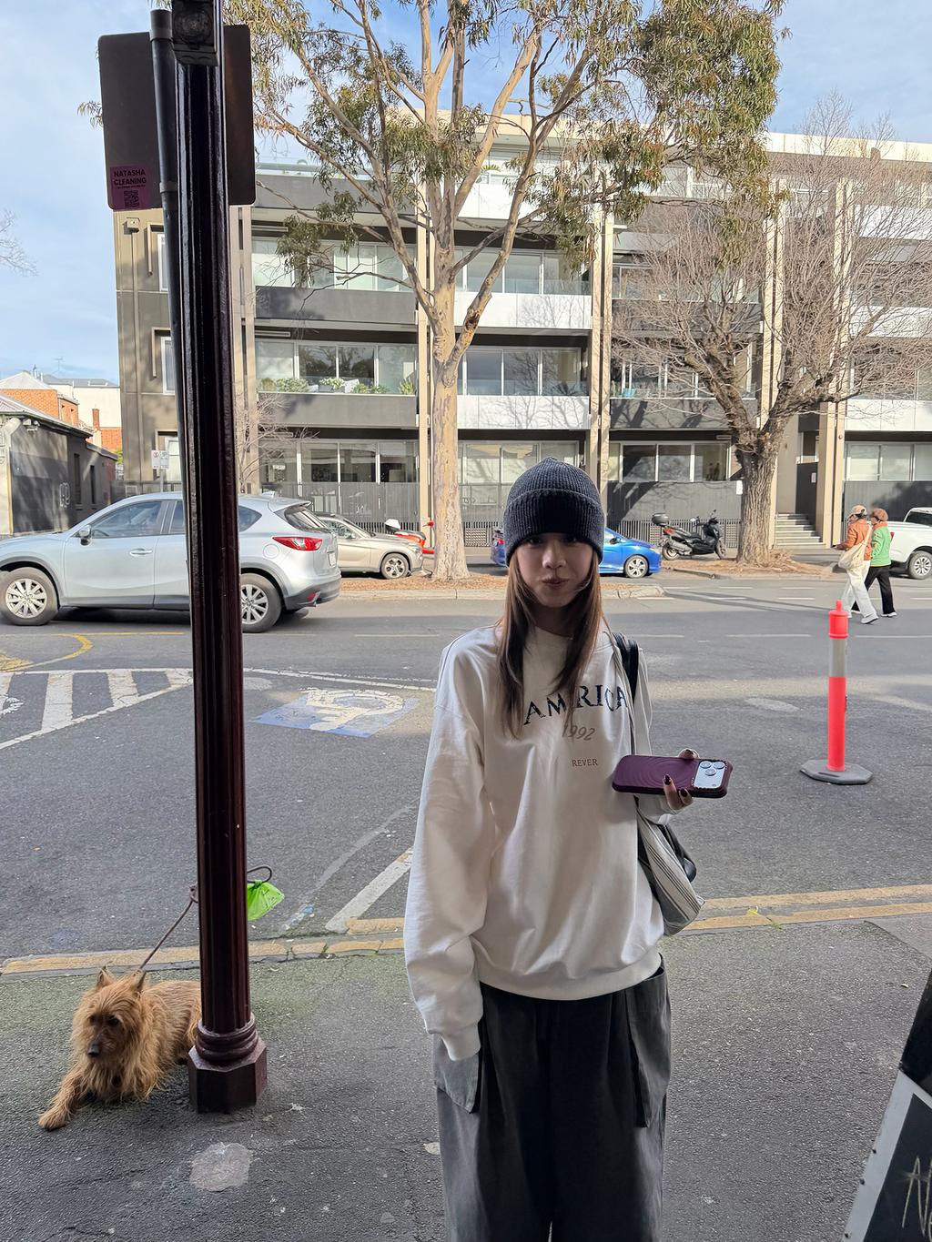 LelyMooch レトロ ロゴプリント ラウンドネック スウェット  LEM409